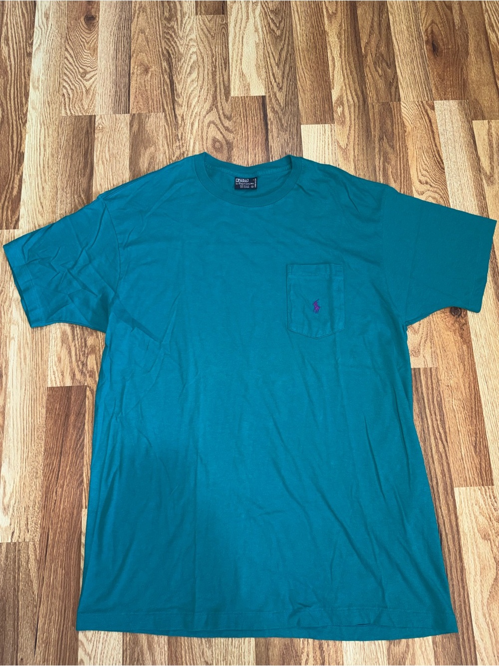 Polo Ralph Lauren Mens M Teal Crew Neck Pocket Knit Cotton Polo Pony T-Shirt